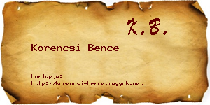 Korencsi Bence névjegykártya