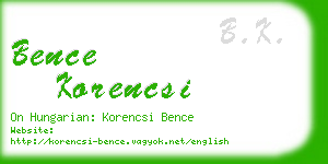 bence korencsi business card